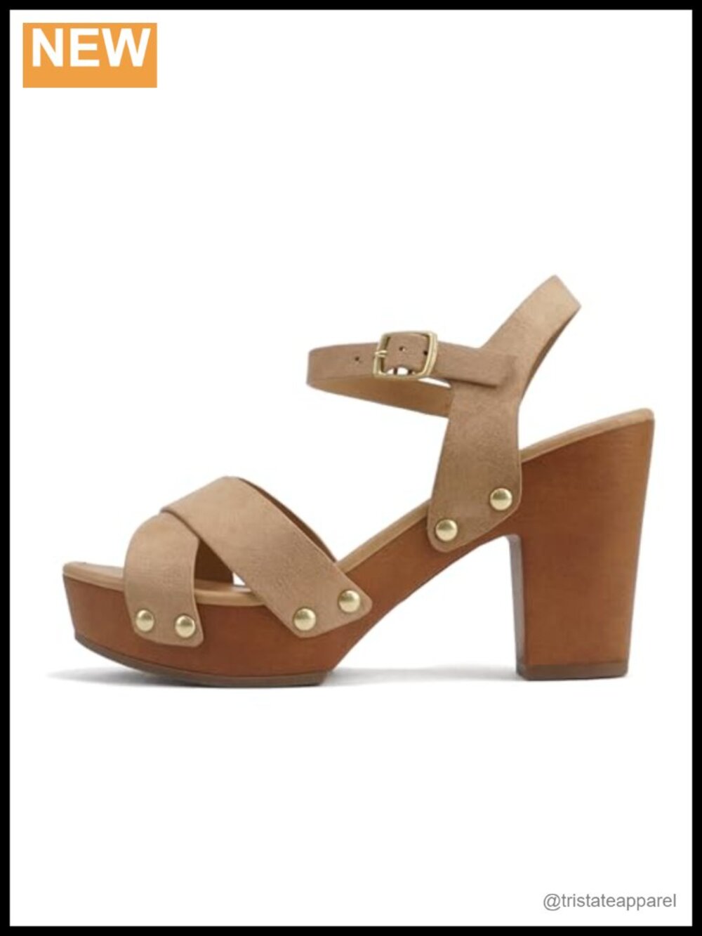 Chunky Platform Block Heel Sandal Crisscross Ankle Strap Studded